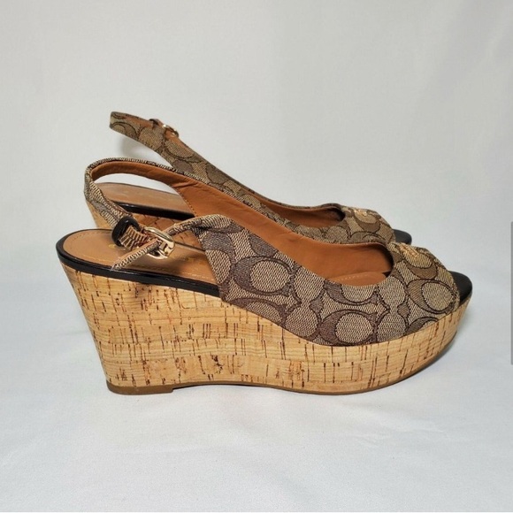Preowned Coach Ferry Wedge sling back shoes size 8.5 - Picture 5 of 10